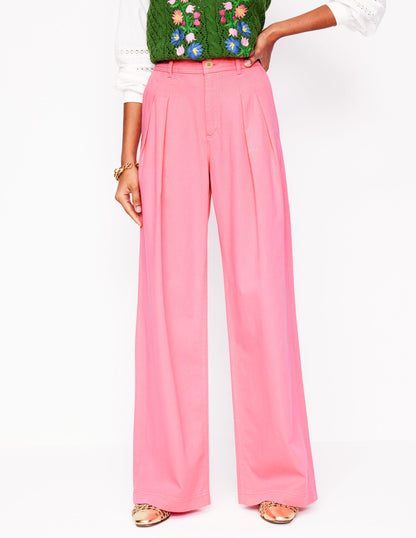 Brompton Wide Leg Trousers-Pink Rose