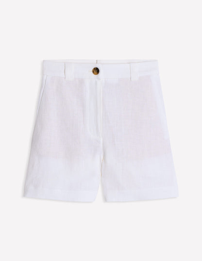 Westbourne Linen Shorts-White