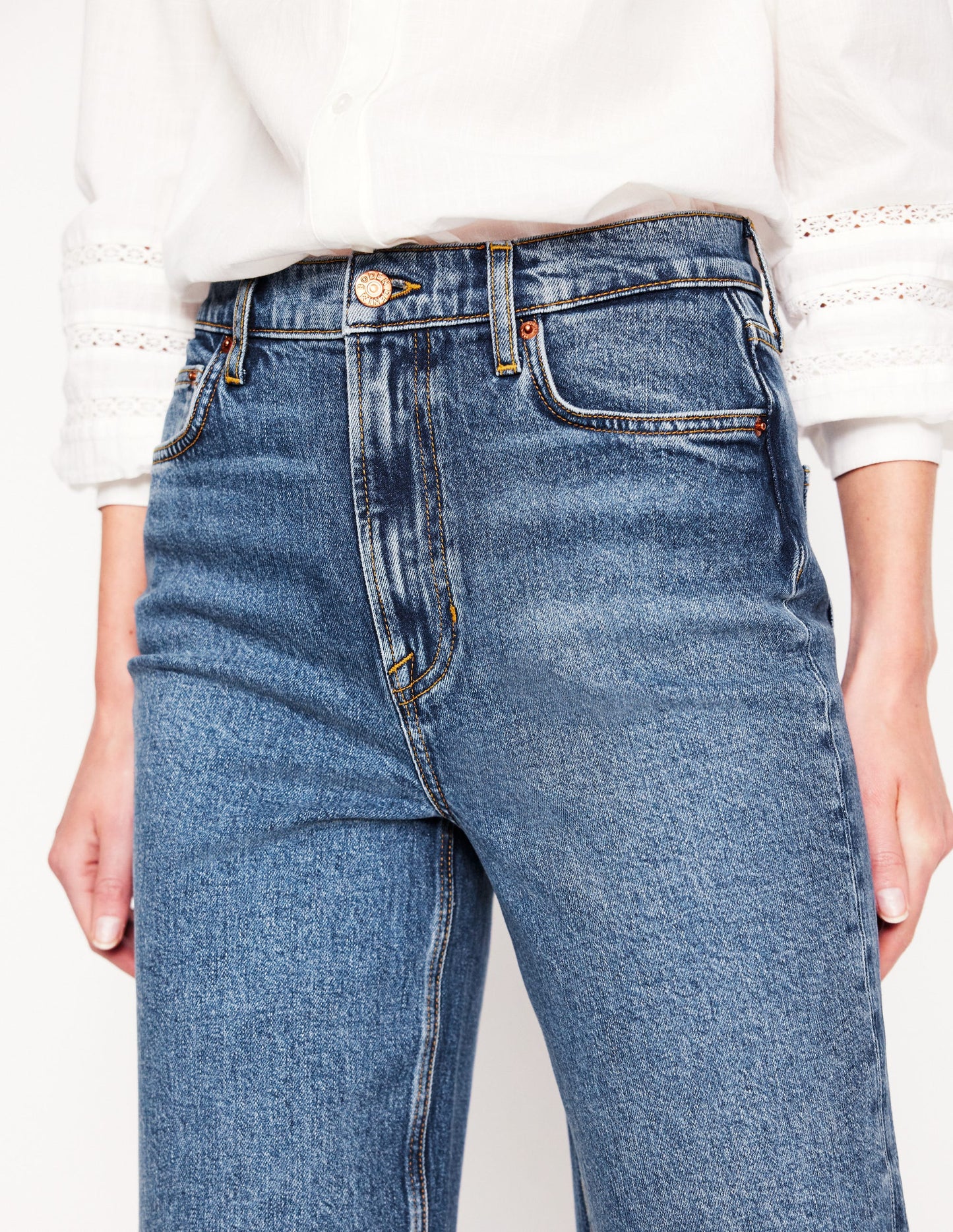 High Rise Column Leg Jeans-Mid Vintage