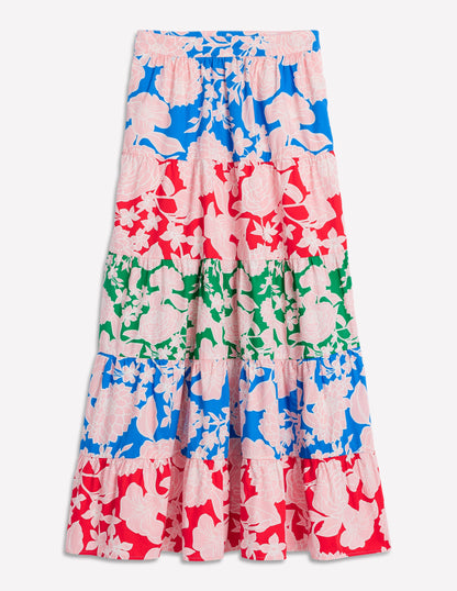 Nadia Poplin Maxi Skirt-Multi, Blossom Cascade