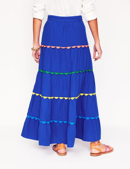 Nadia Double Cloth Maxi Skirt-Bright Blue