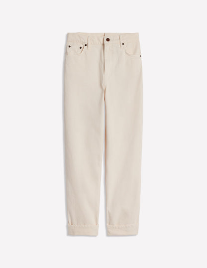 Mid Rise Relaxed Jeans-Ecru