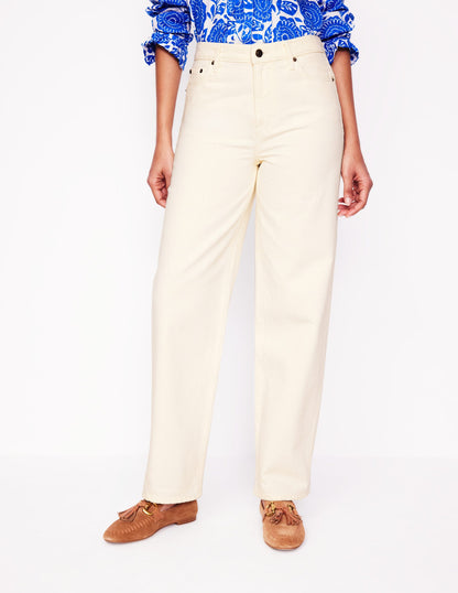 Mid Rise Relaxed Jeans-Ecru