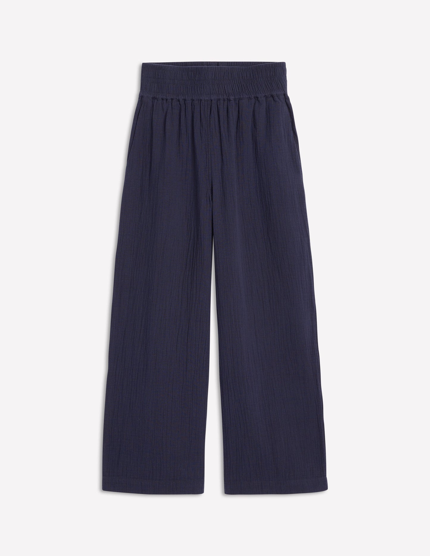 Cropped Double Cloth Trousers-Navy