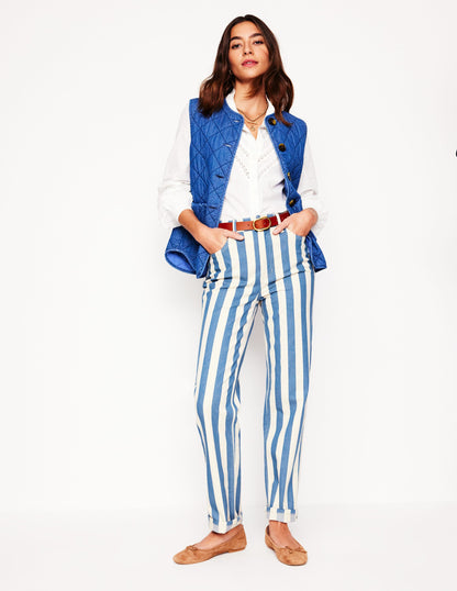 High Rise Stripe Jeans-Marine Wide Stripe