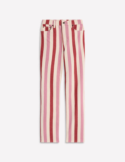 High Rise Stripe Jeans-Red and Pink Wide Stripe