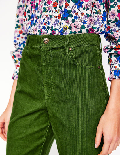 High Rise Straight Cord Jeans-Promenade Green