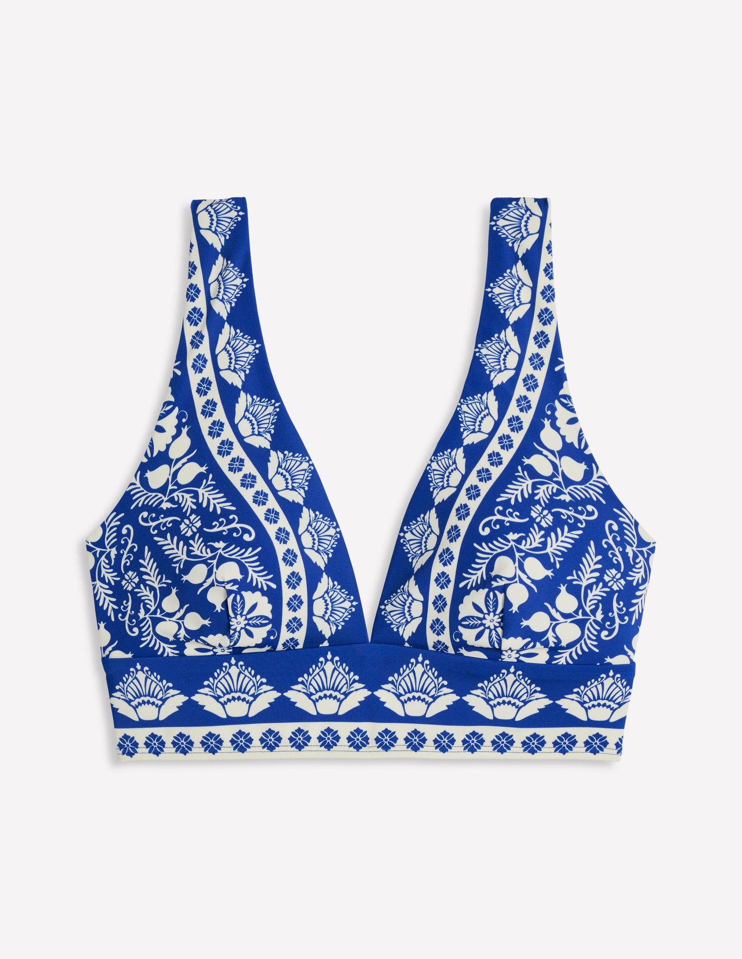 Porto Bikini Top-Bright Blue, Ornate Stripe