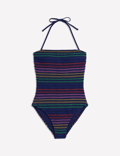 Skyros Smocked Swimsuit-Navy