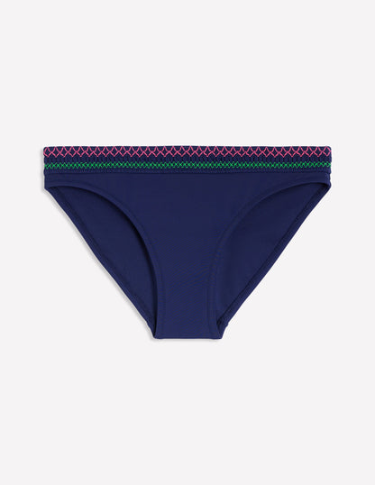 Skyros Smocked Bikini Bottoms-Navy