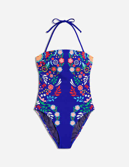 Paros Bandeau Swimsuit-Blue, Structured Meadow