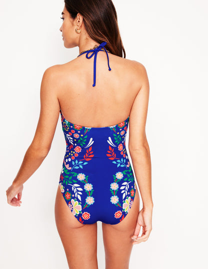 Paros Bandeau Swimsuit-Blue, Structured Meadow