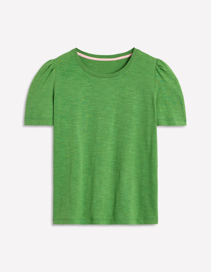 Cotton Puff Sleeve T-Shirt-Paradise Green