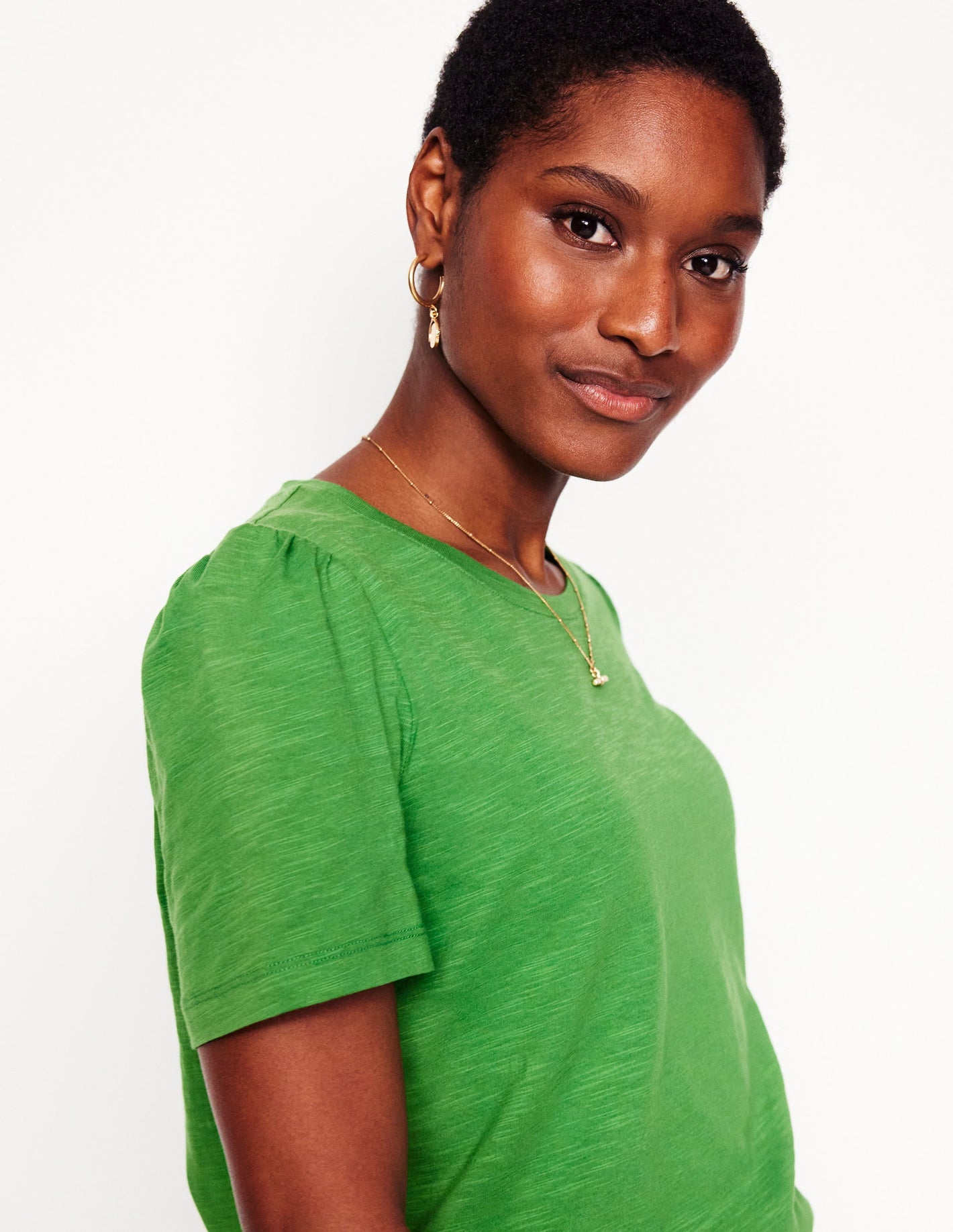 Cotton Puff Sleeve T-Shirt-Mint Green