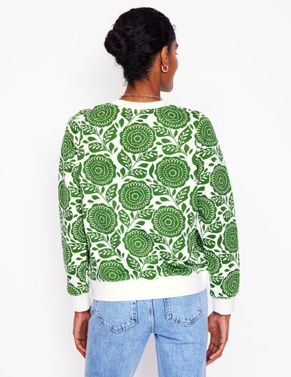 Hannah Printed Sweatshirt-Paradise Green, Dahlia stamp