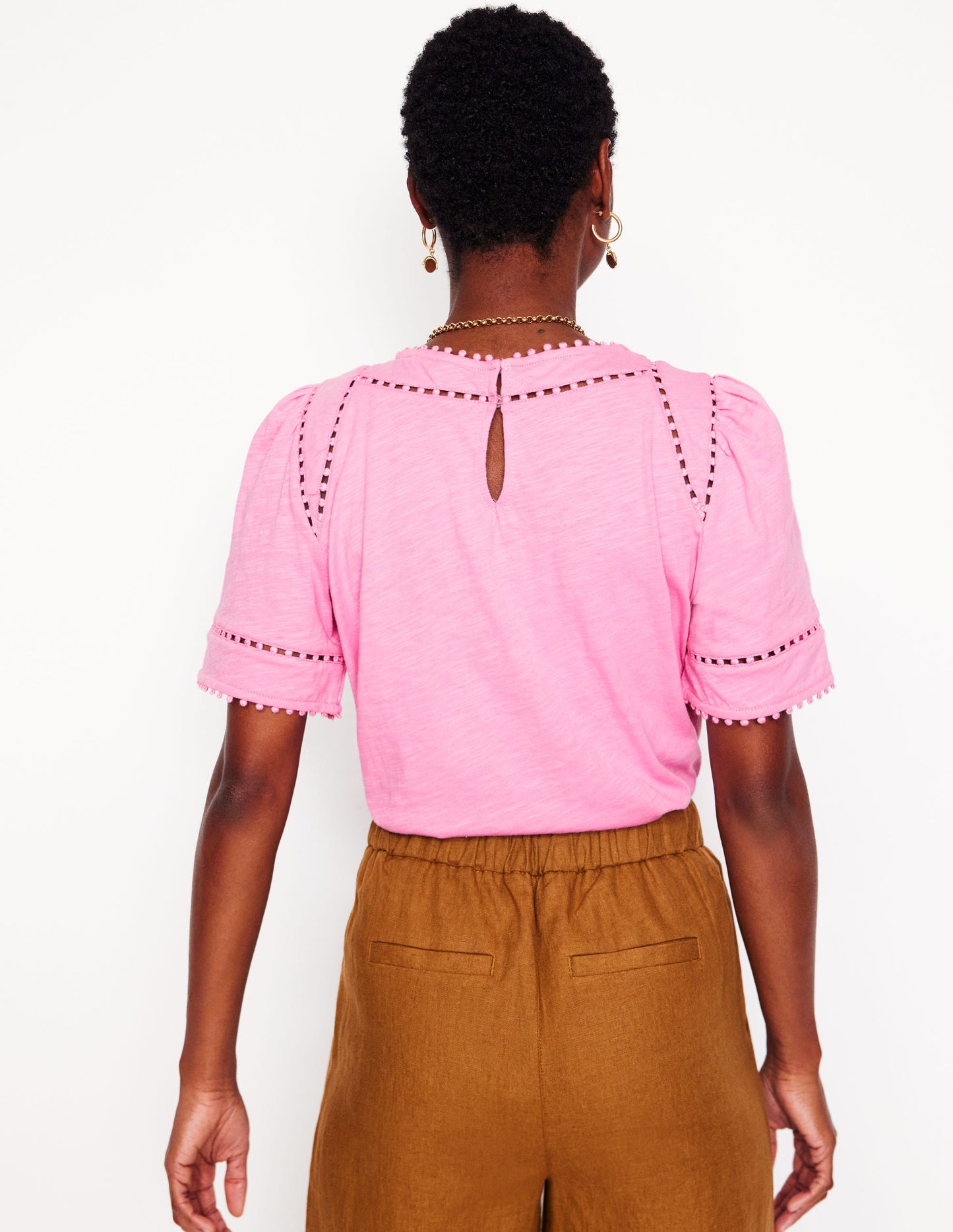 Mila Trim Detail Top-Meadowsweet Pink