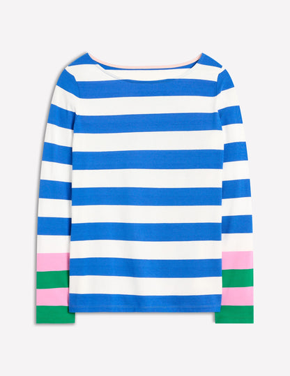 Ella Long Sleeve Breton-Gallery Blue, Emerald Cuff