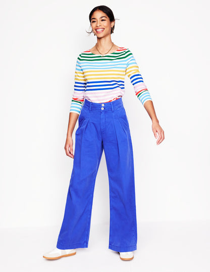 Ella Long Sleeve Breton-Banded Rainbow Stripe