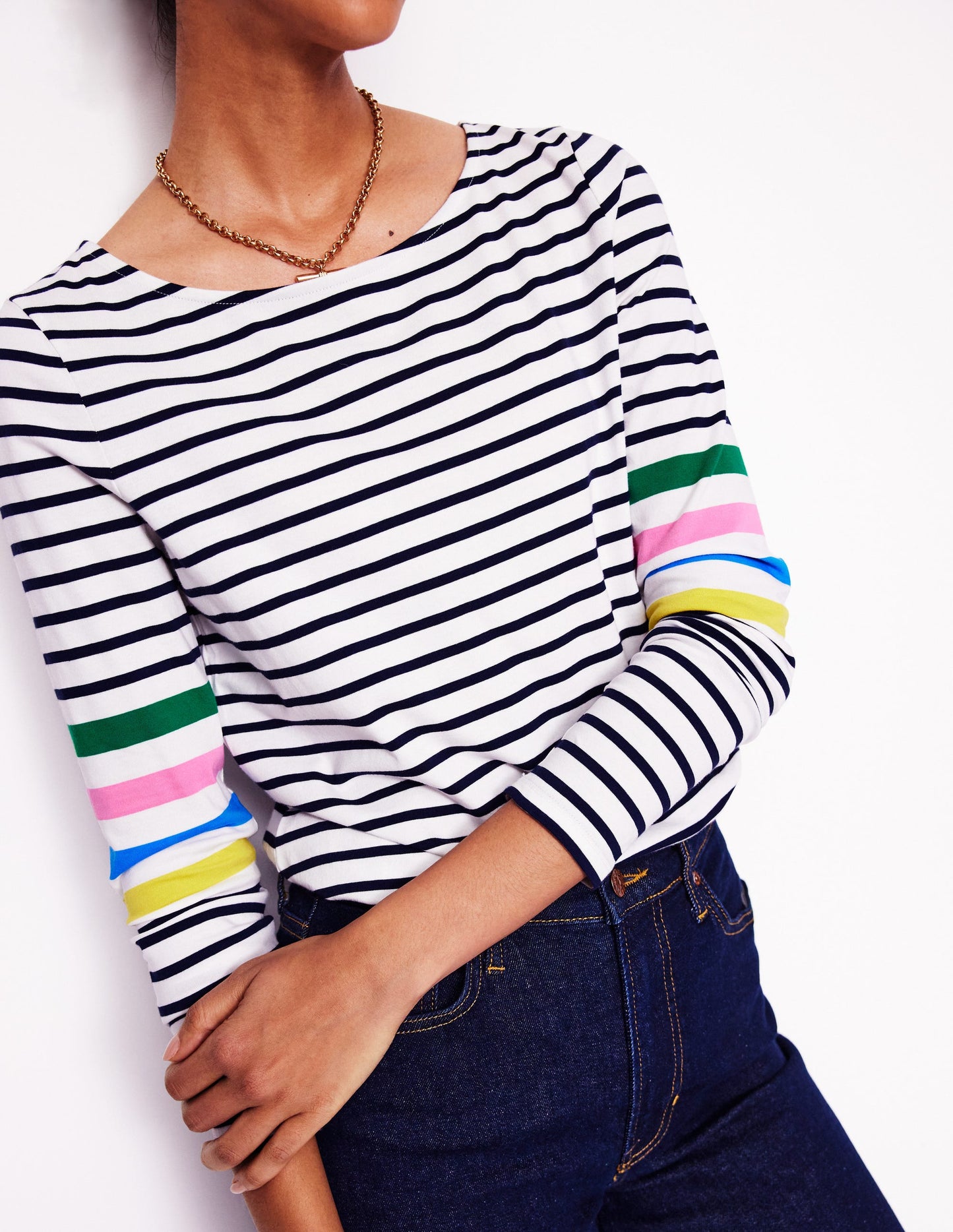 Ella Long Sleeve Breton-Ivory Multi Arm Placement