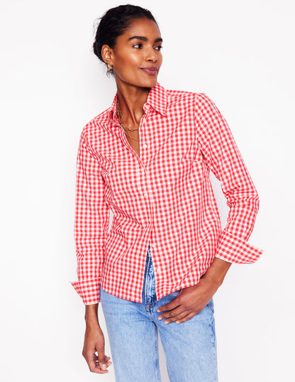 Sienna Cotton Shirt-Jam Red Gingham