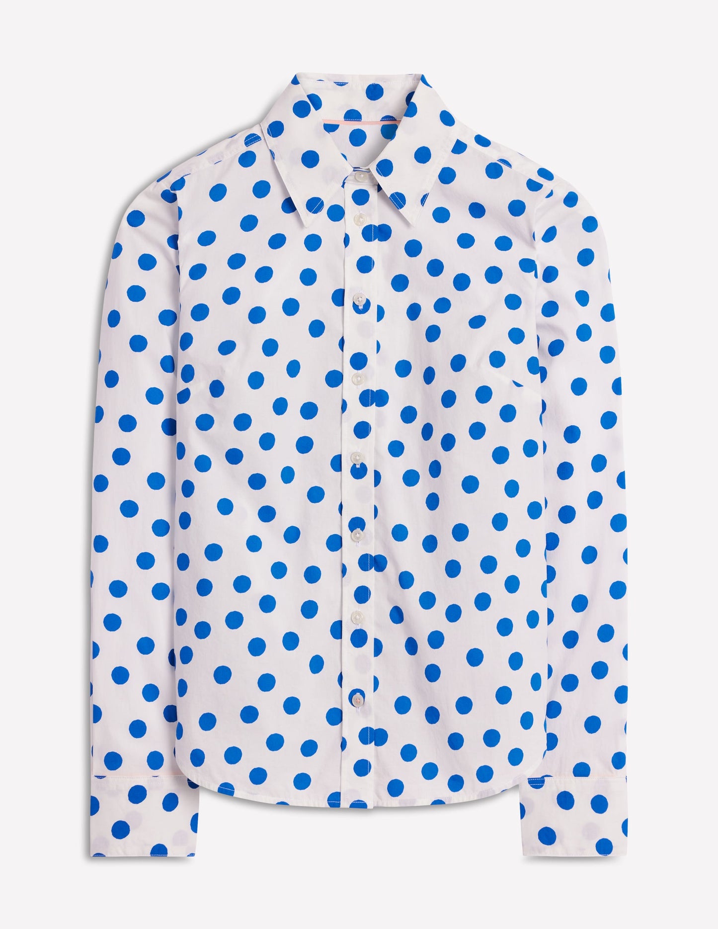 Sienna Cotton Shirt-Ivory, Blue Abstract Dot