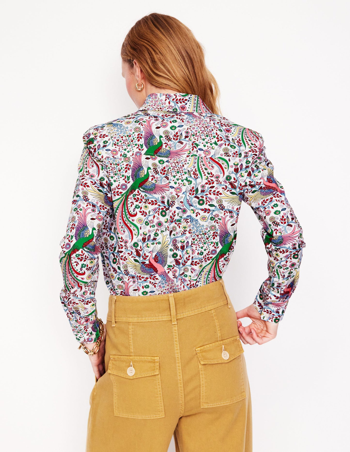 Sienna Cotton Shirt-Multi, Enchanting Peacock