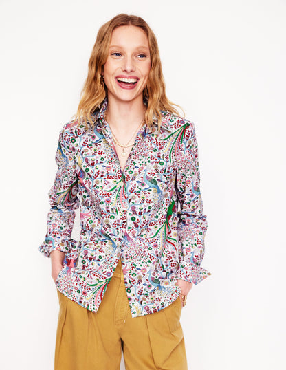 Sienna Cotton Shirt-Multi, Enchanting Peacock