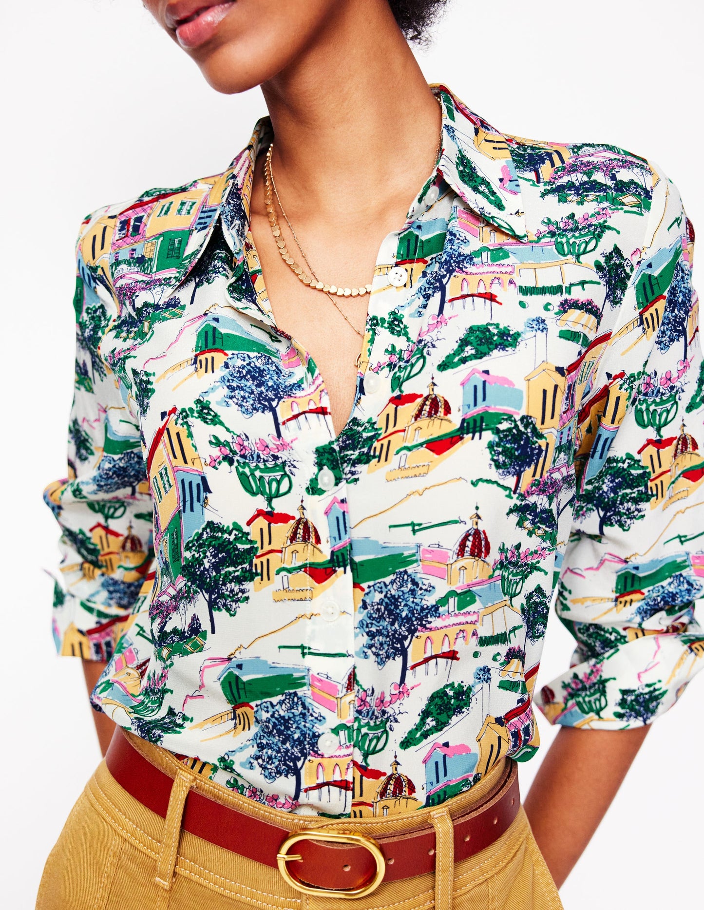 Sienna Silk Shirt-Multi, Painted Village