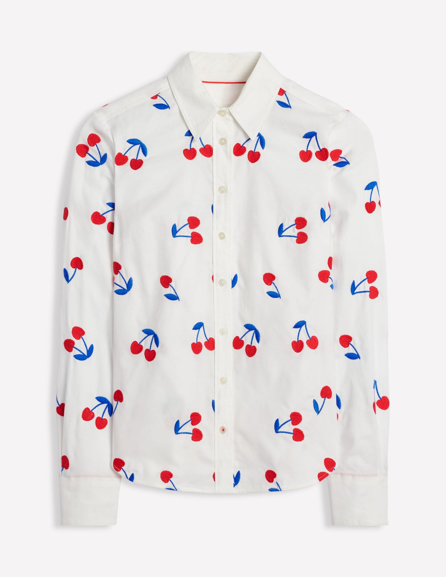 Sienna Embroidered Shirt-White, Cherries