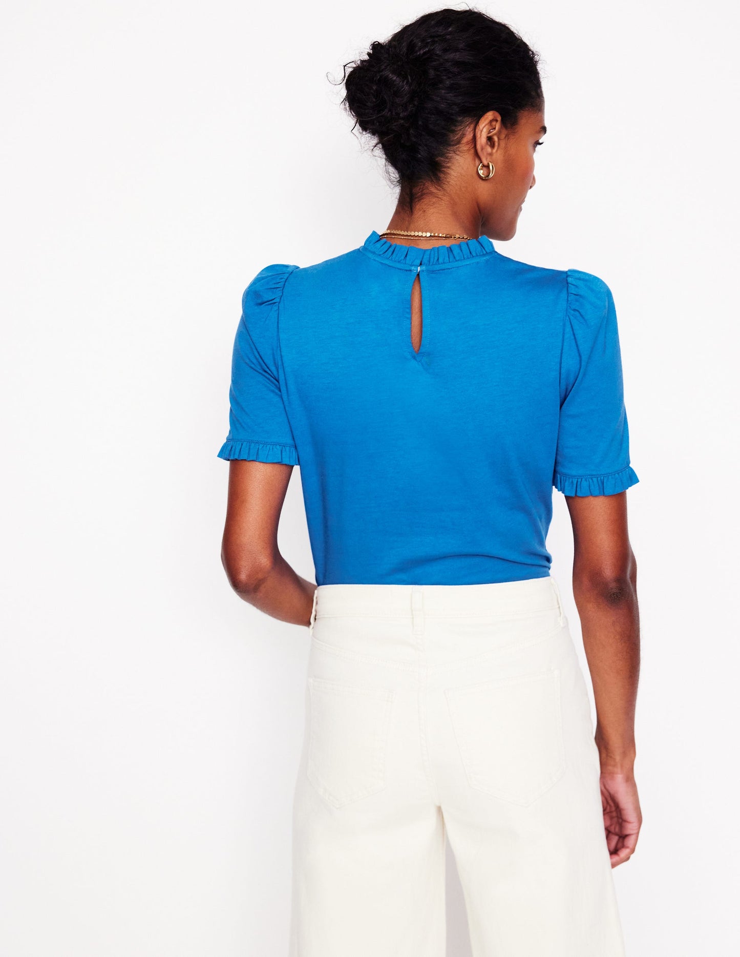 Supersoft Frill Detail T-shirt-Gallery Blue