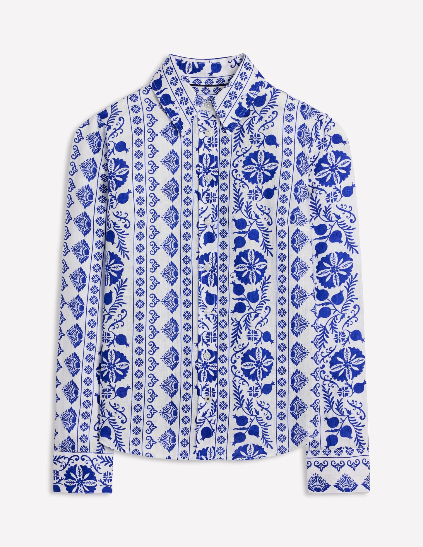 Sienna Linen Shirt-Ivory, Ornate Border