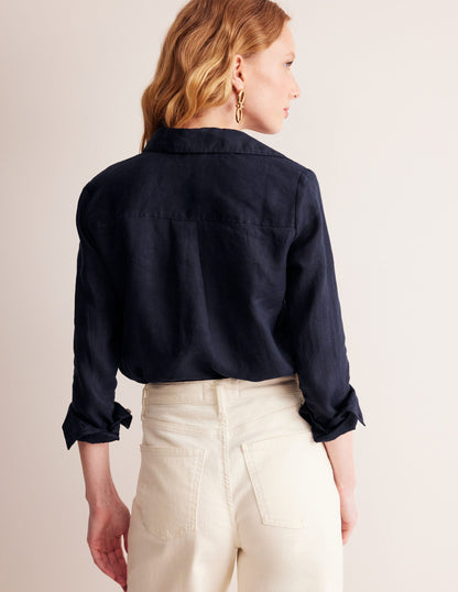 Sienna Linen Shirt -Navy