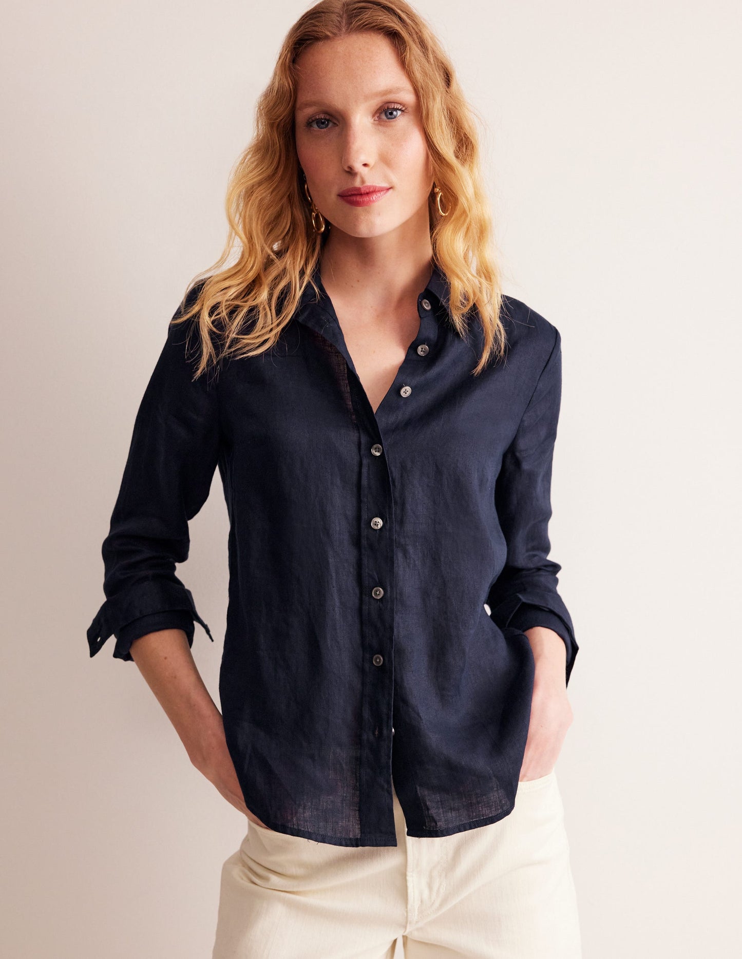 Sienna Linen Shirt -Navy