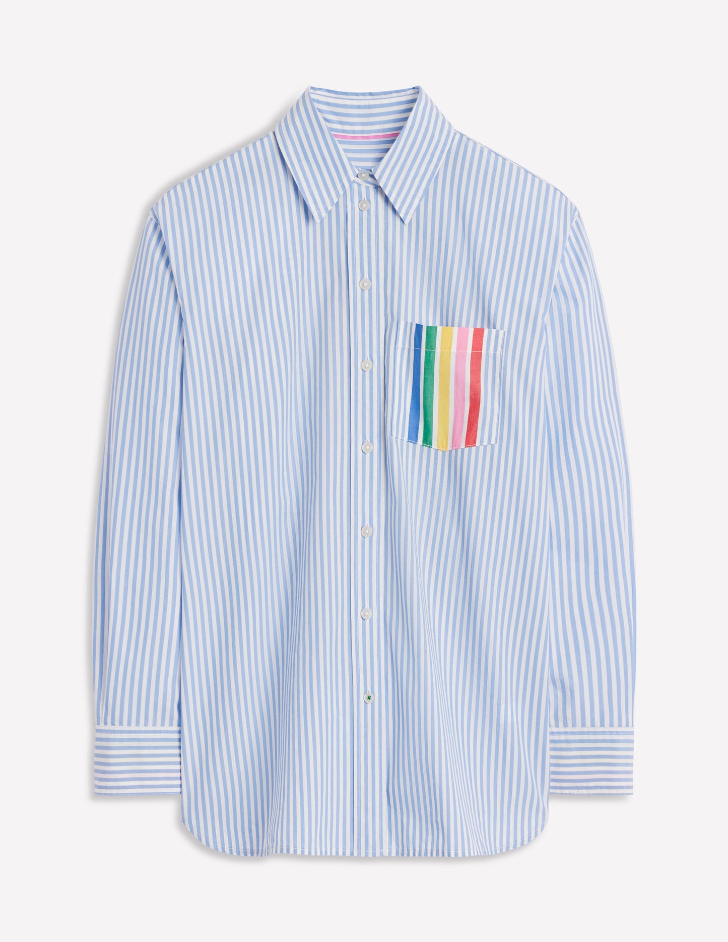 Sadie Relaxed Cotton Shirt-Rainbow Stripe Placement