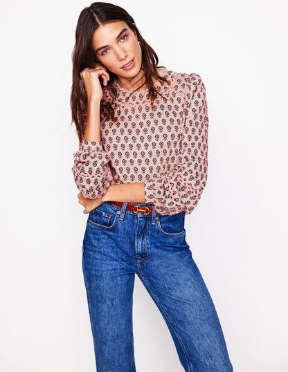 Daisy Long Sleeve Top-Milkshake, Camellia Stamp