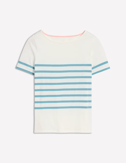 Ella Short Sleeve Breton-Ivory, Duck Egg Blue