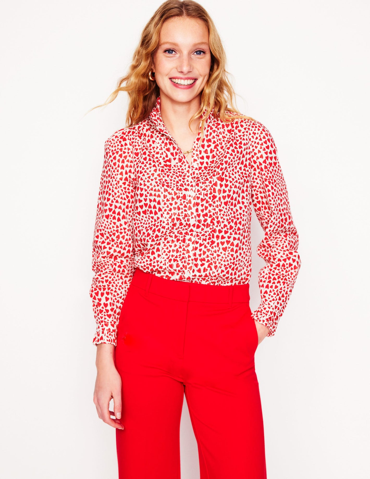 Felicity Cotton Blouse -Ivory, Heart Cluster