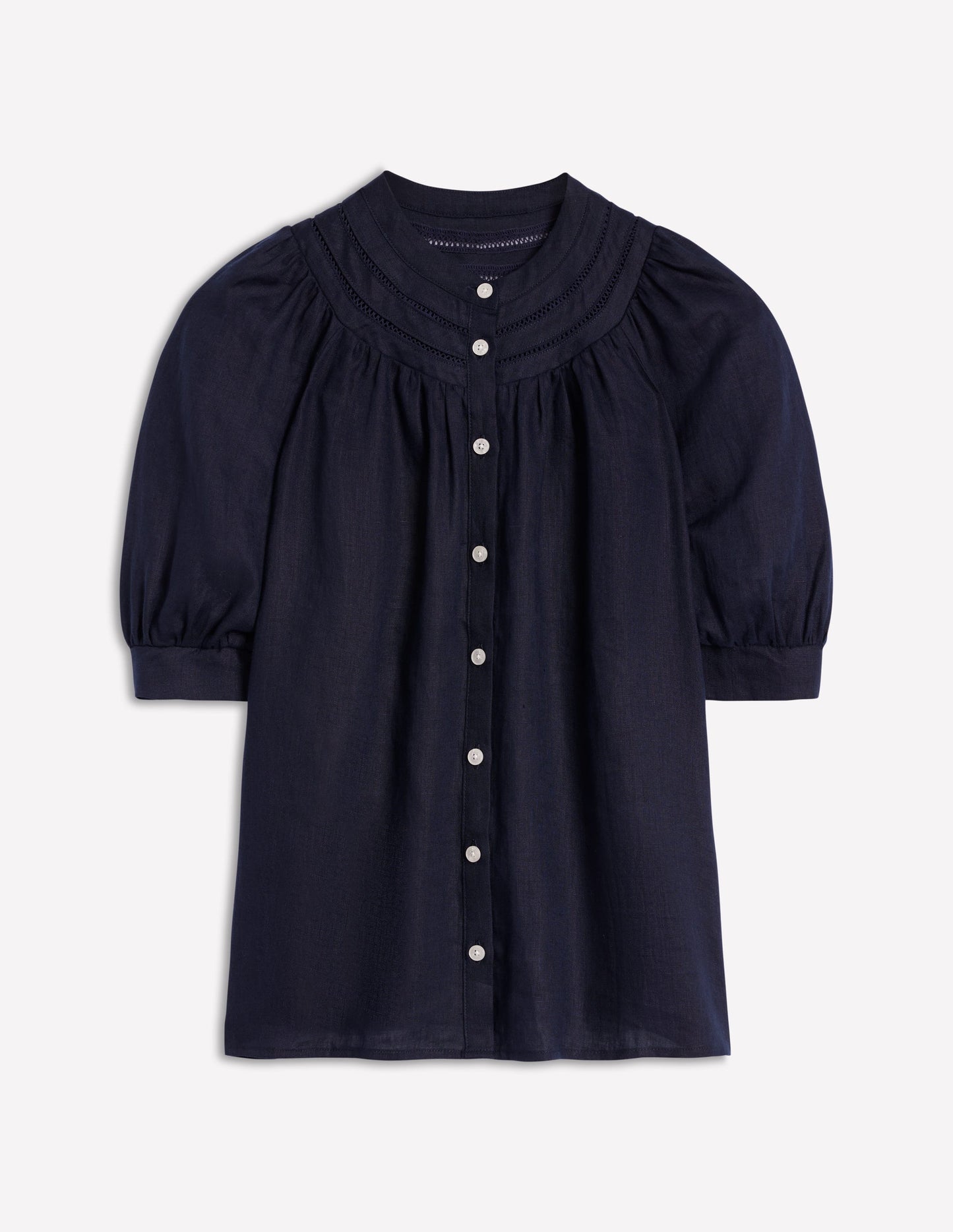 Bea Linen Top-Navy