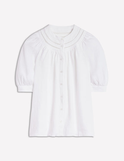 Bea Linen Top-White