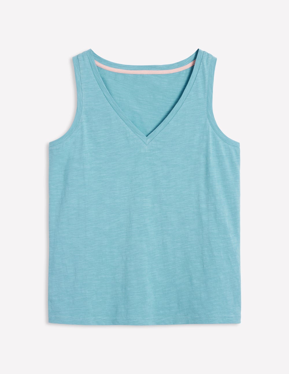 Regular V-Neck Slub Vest-Duck Egg Blue