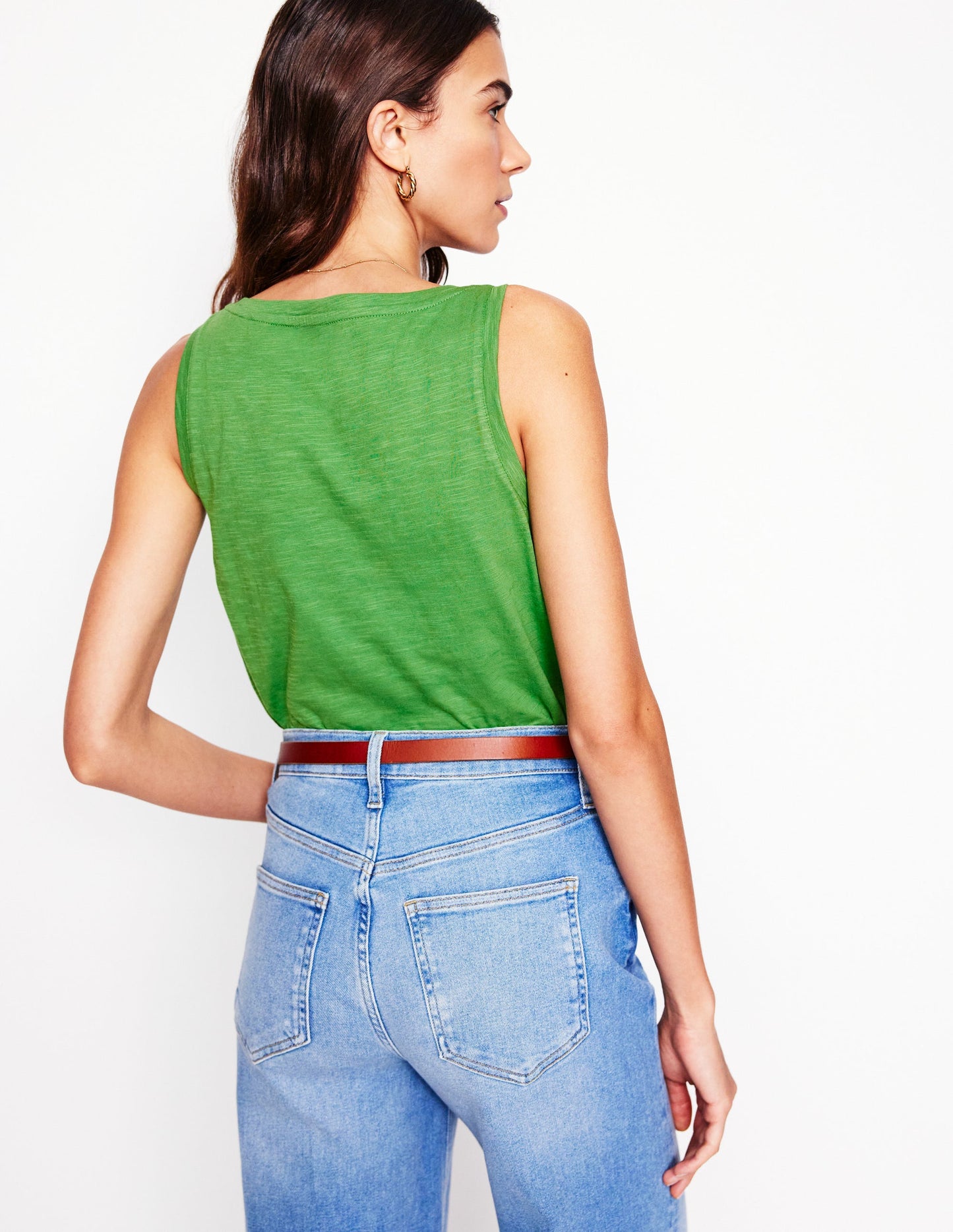 Regular V-Neck Slub Vest-Paradise Green