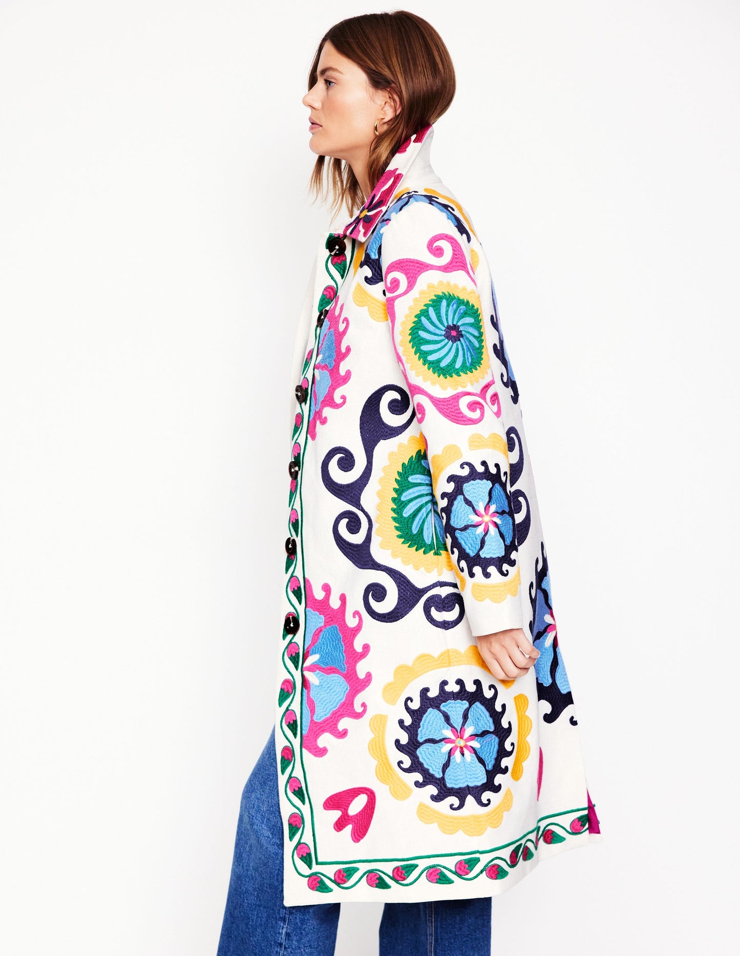 Embroidered Souvenir Coat-Multi, Ornamental Wave