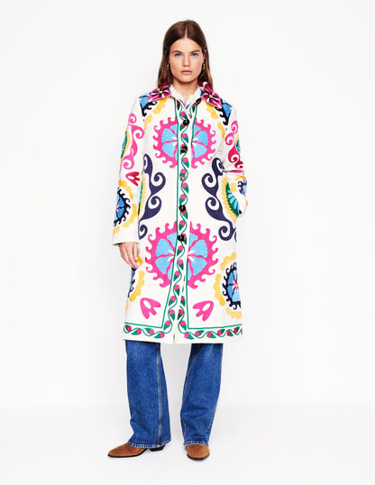 Embroidered Souvenir Coat-Multi, Ornamental Wave