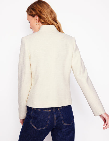 Textured Button Jacket-Ivory