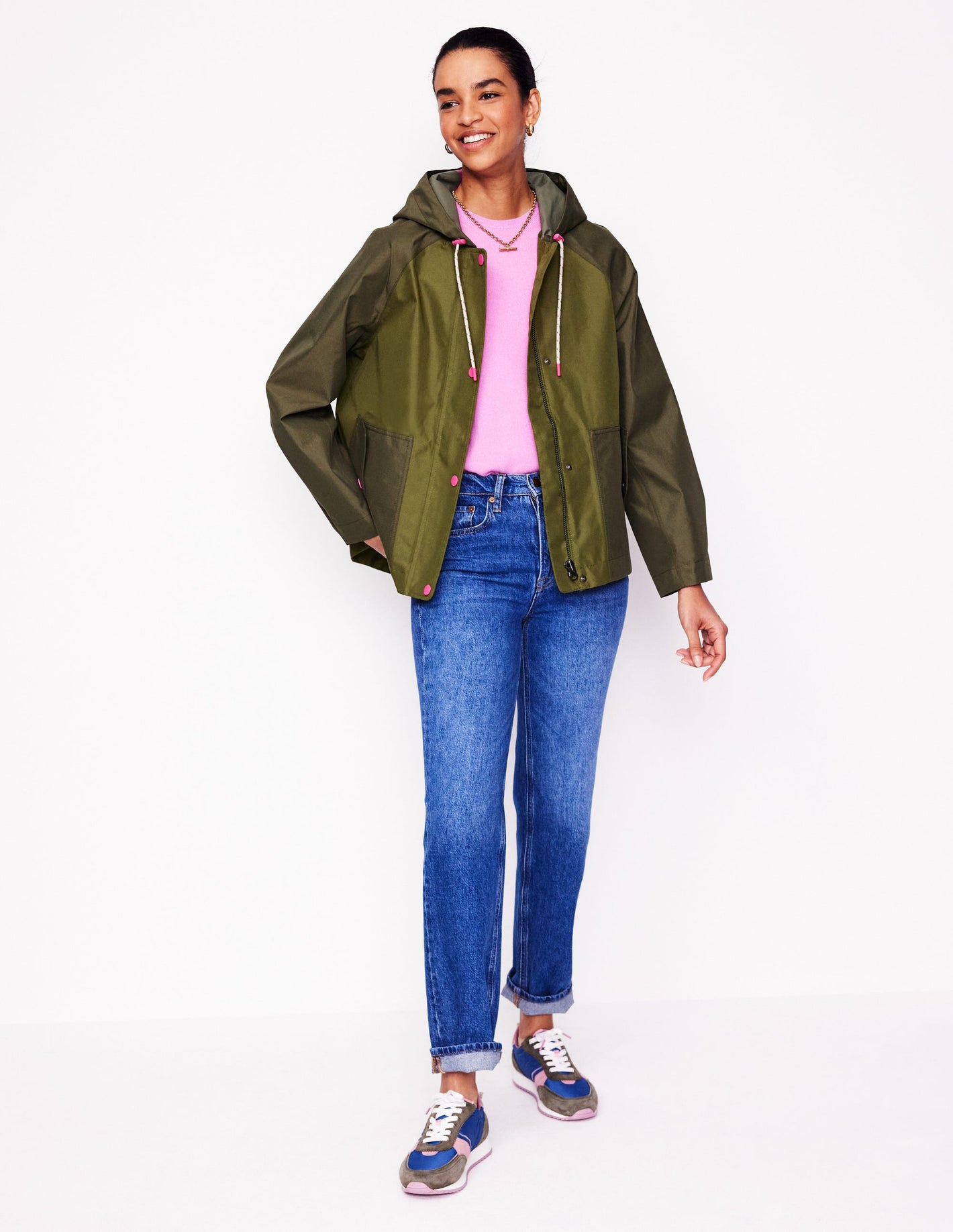 Cropped Raincoat-Khaki