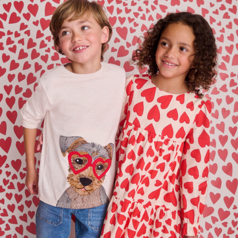 Boy & girl models wearing boden childrenswear